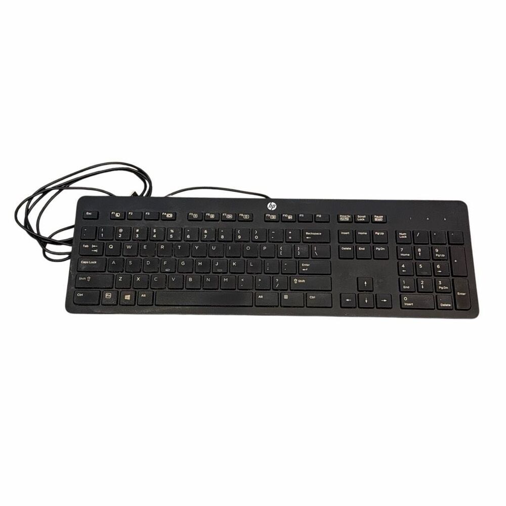 HP Wired USB Keyboard Black Full Size with Number Pad KBAR211 - Picture 2 of 9